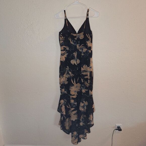 Lulus Darling Daylily Black Floral Print High-Low Maxi Dress Medium - Picture 5 of 5
